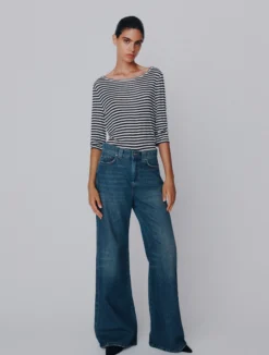 Jeans wide leg a vita alta - BLU