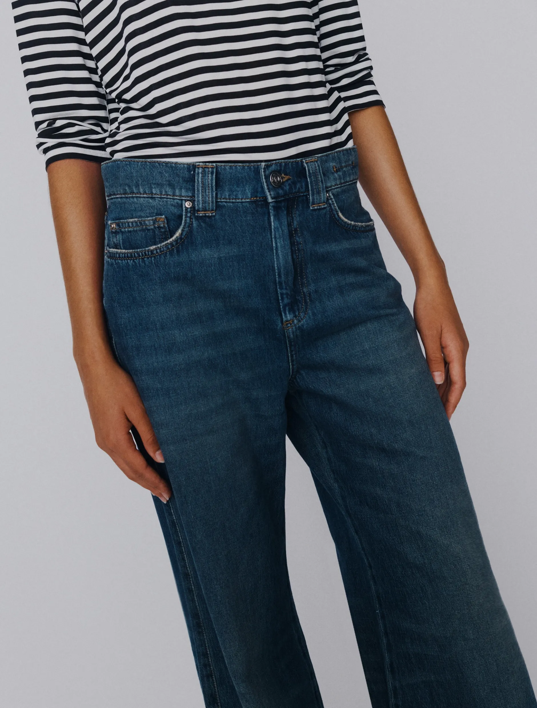 Jeans wide leg a vita alta - BLU