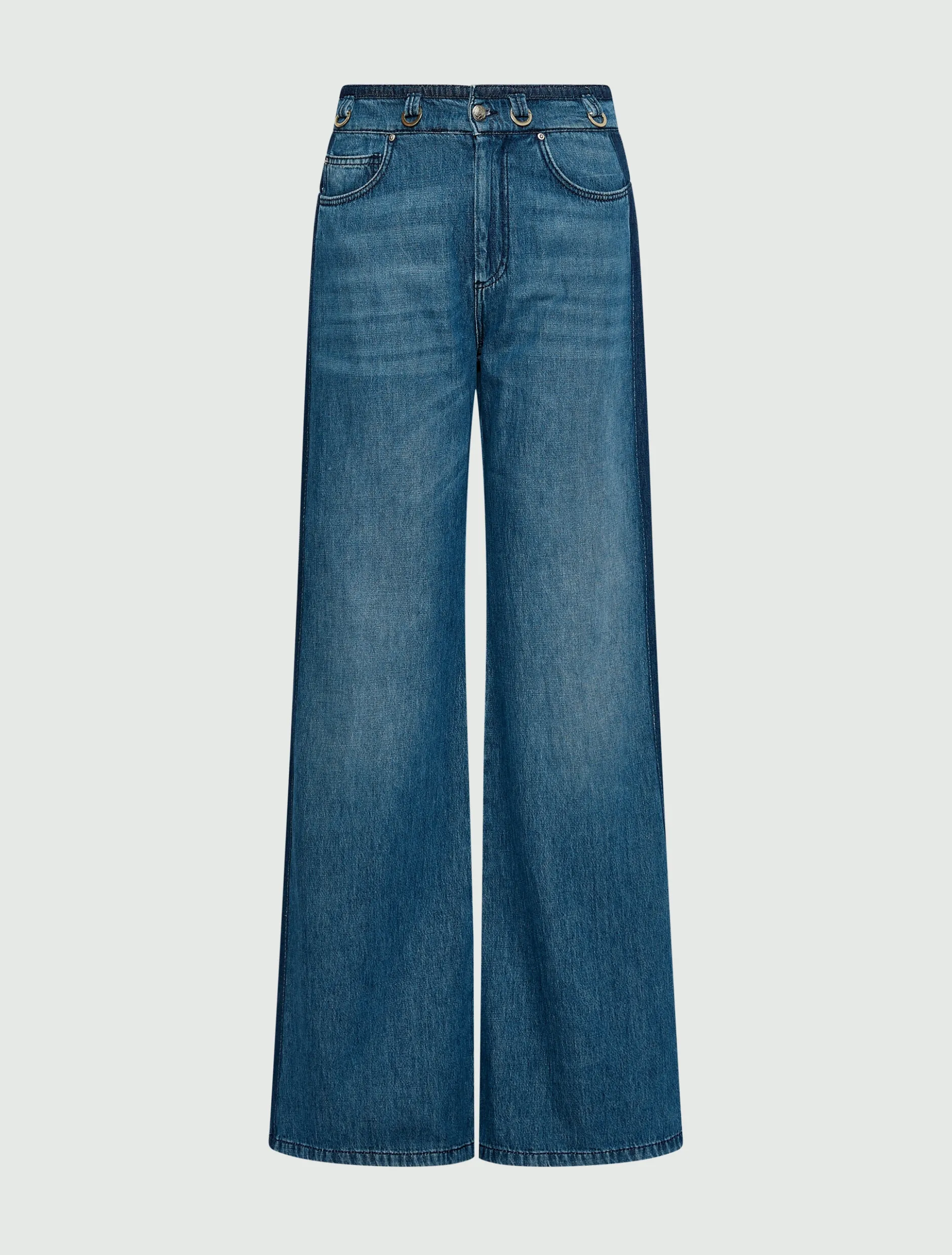 Jeans wide leg a vita alta in denim - BLUE JEANS