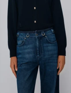 Jeans wide leg a vita alta in denim - BLUE JEANS