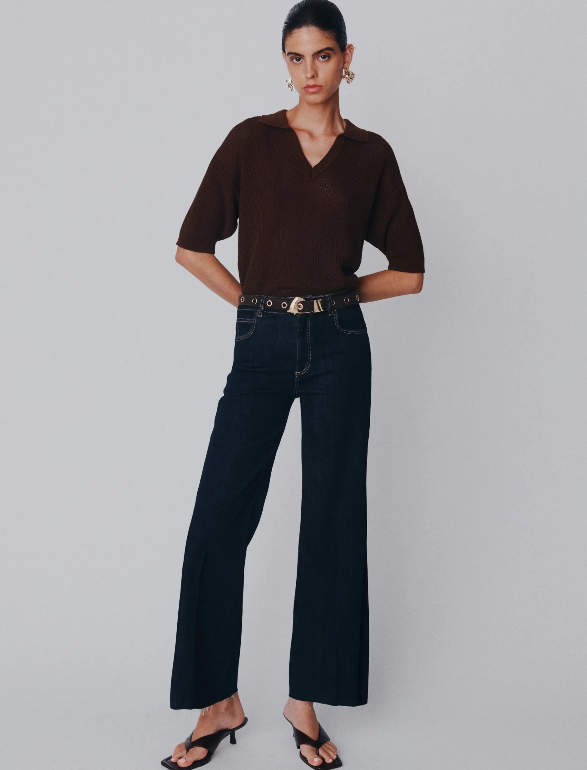 Jeans wide leg cropped in denim soft - BLUETTE