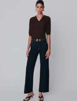 Jeans wide leg cropped in denim soft - BLUETTE