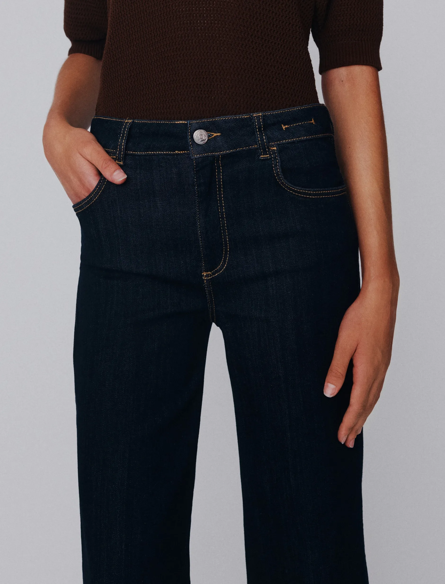 Jeans wide leg cropped in denim soft - BLUETTE
