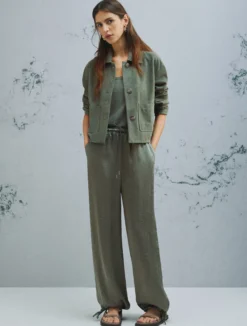 Jogger in twill crinckle - VERDE