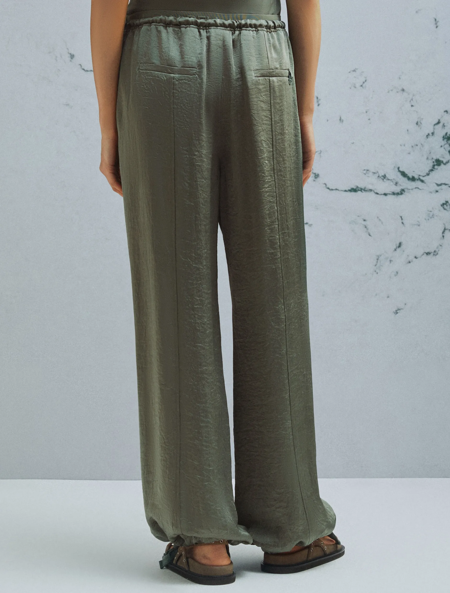 Jogger in twill crinckle - VERDE