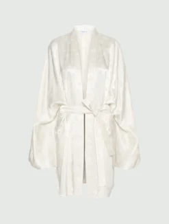 Kimono lungo jacquard - BIANCO LANA