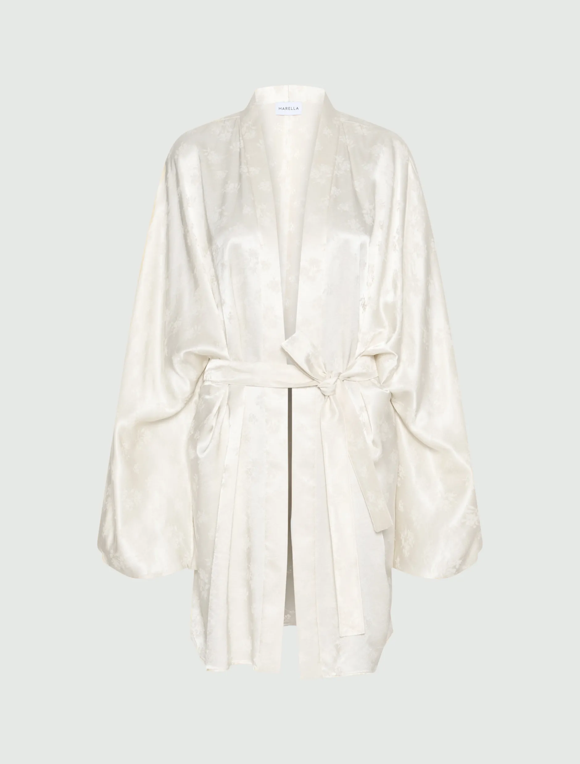 Kimono lungo jacquard - BIANCO LANA
