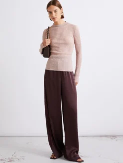 Maglia a coste con filo di lurex - ROSA