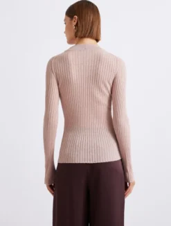Maglia a coste con filo di lurex - ROSA