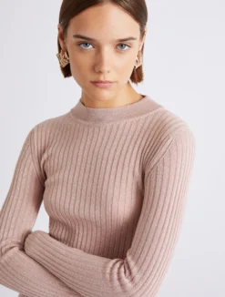 Maglia a coste con filo di lurex - ROSA