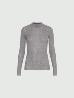 Maglia a coste con filo di lurex - GRIGIO