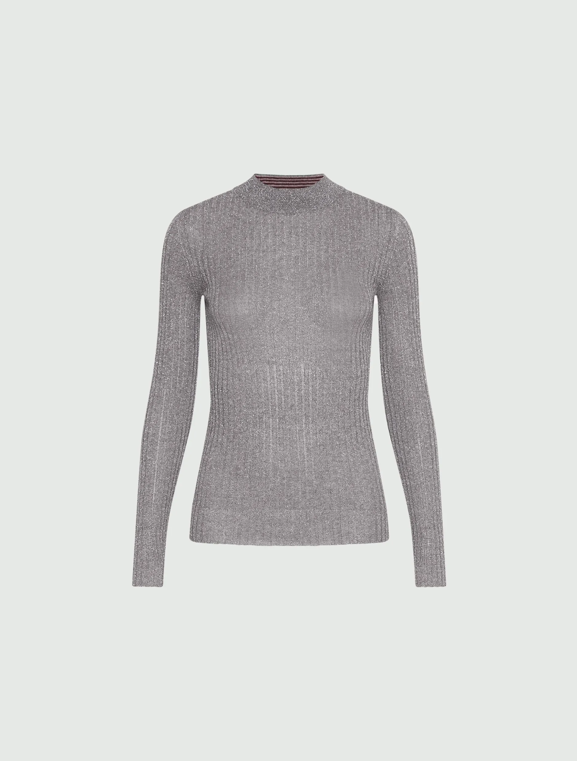 Maglia a coste con filo di lurex - GRIGIO