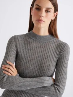 Maglia a coste con filo di lurex - GRIGIO