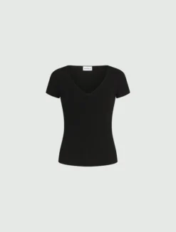 Maglia a costine in viscosa - NERO