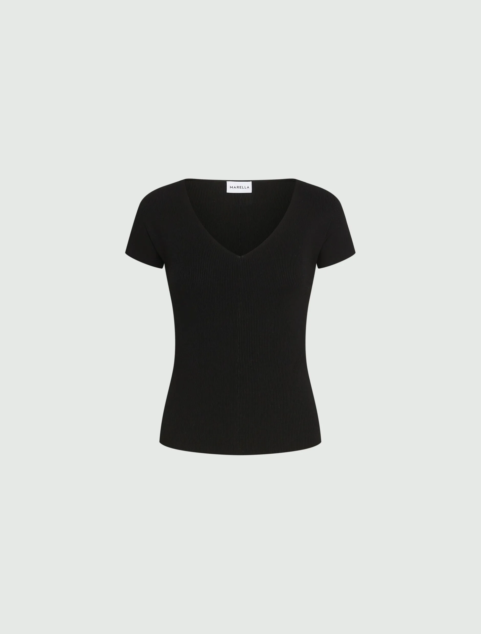 Maglia a costine in viscosa - NERO