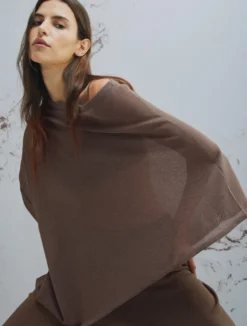 Maglia a mantella - MARRONE
