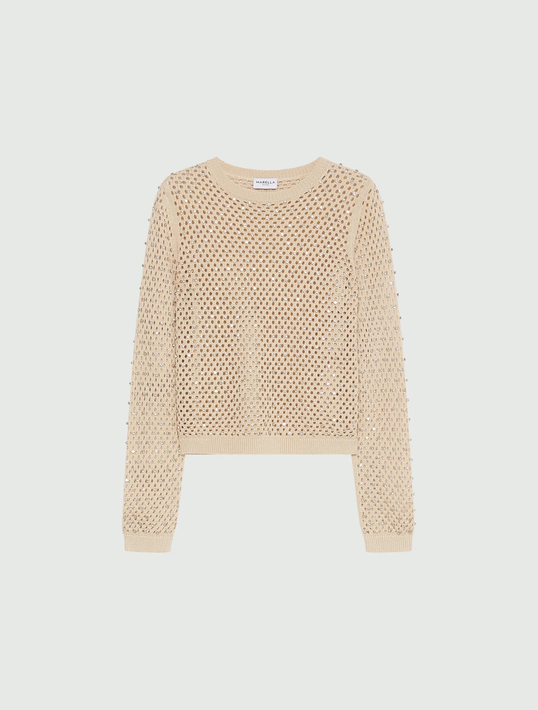 Maglia a rete con strass - BIANCO LANA