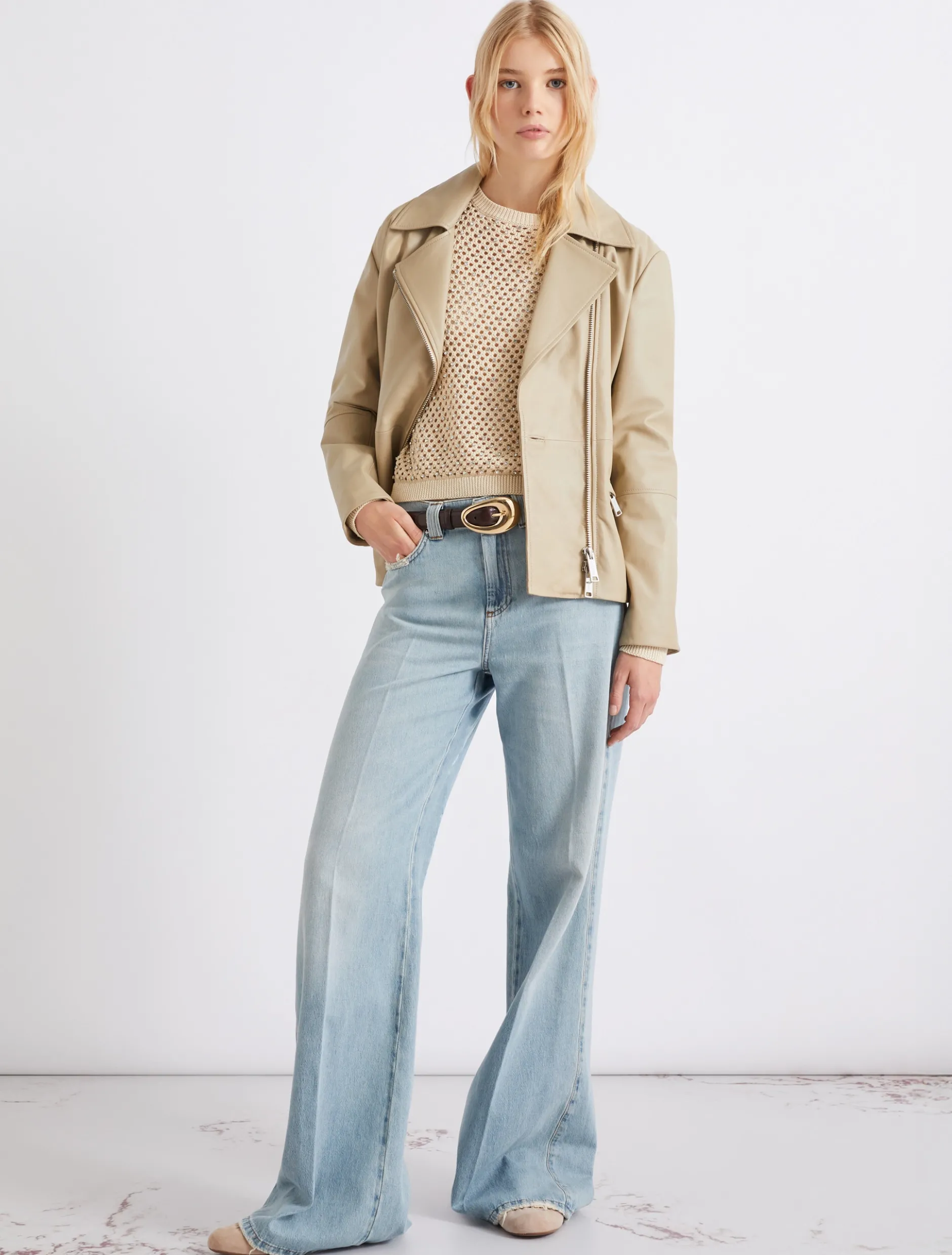 Maglia a rete con strass - BIANCO LANA