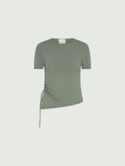 Maglia asimmetrica con coulisse - VERDE