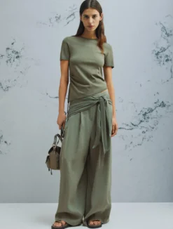 Maglia asimmetrica con coulisse - VERDE