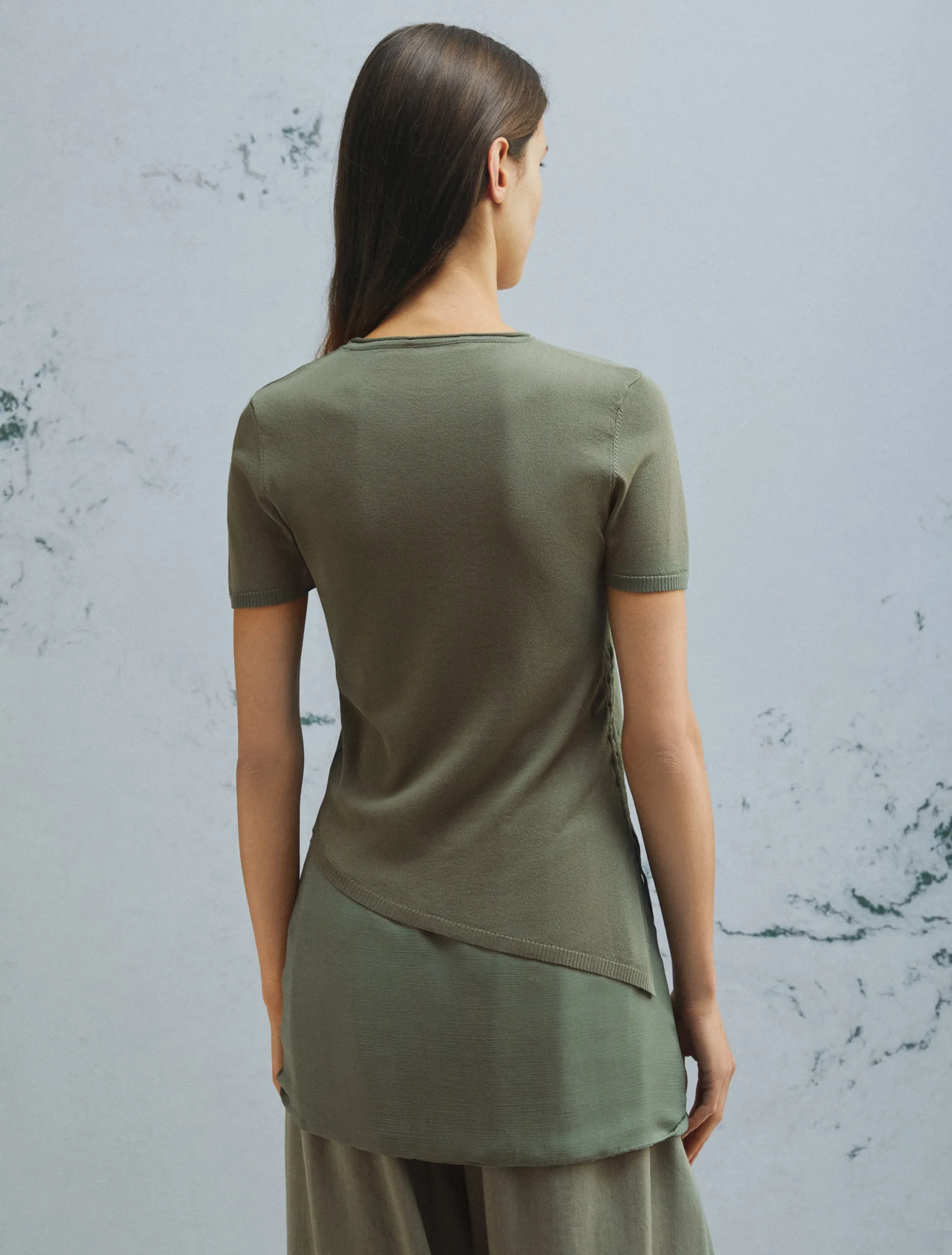 Maglia asimmetrica con coulisse - VERDE