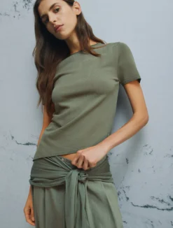 Maglia asimmetrica con coulisse - VERDE