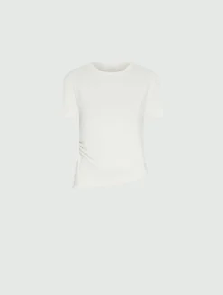 Maglia asimmetrica con coulisse - BIANCO LANA