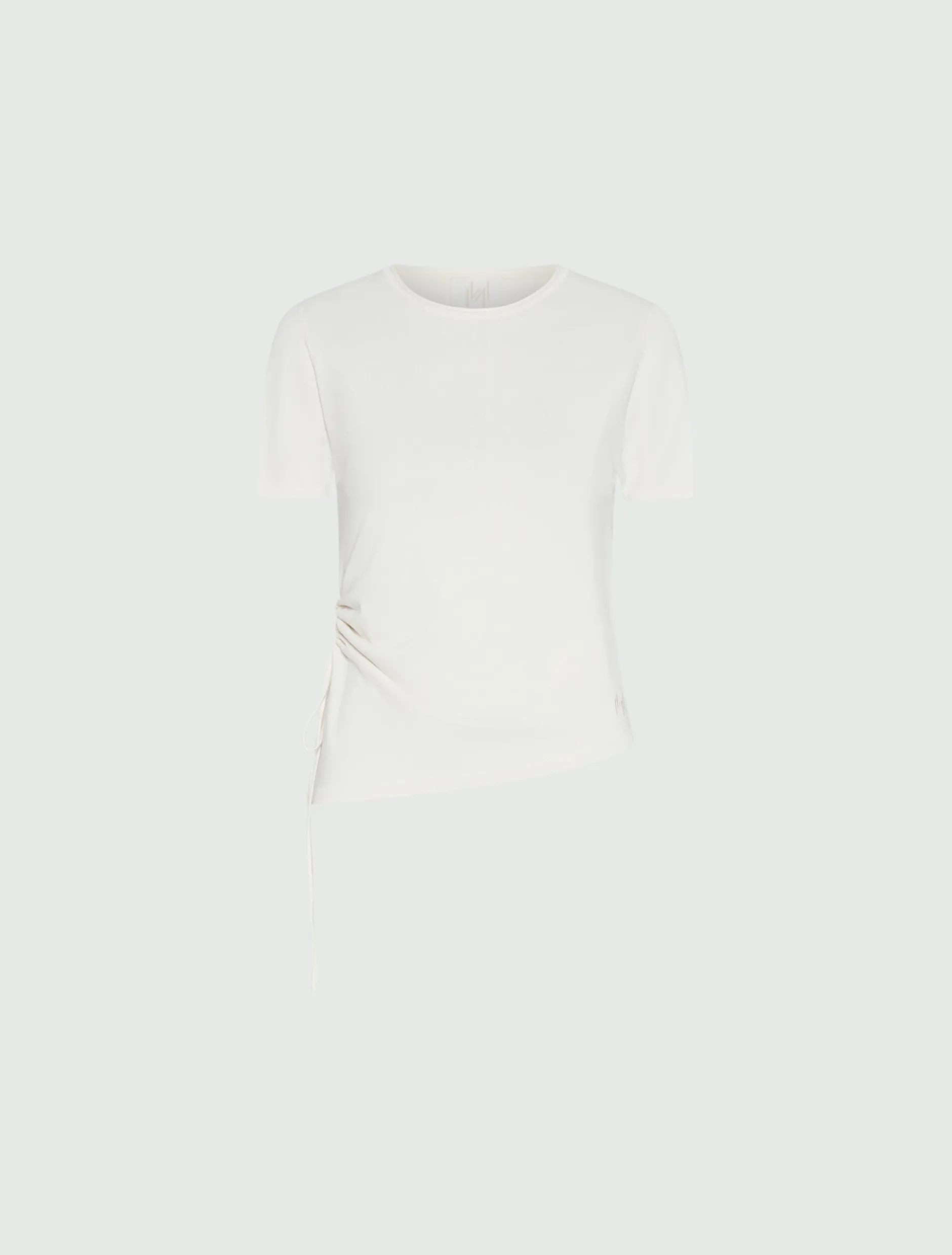 Maglia asimmetrica con coulisse - BIANCO LANA