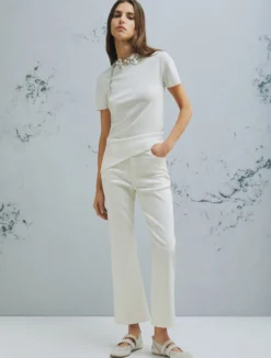 Maglia asimmetrica con coulisse - BIANCO LANA