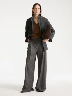 Maglia con collo a V in cashmere e lana - CAMMELLO