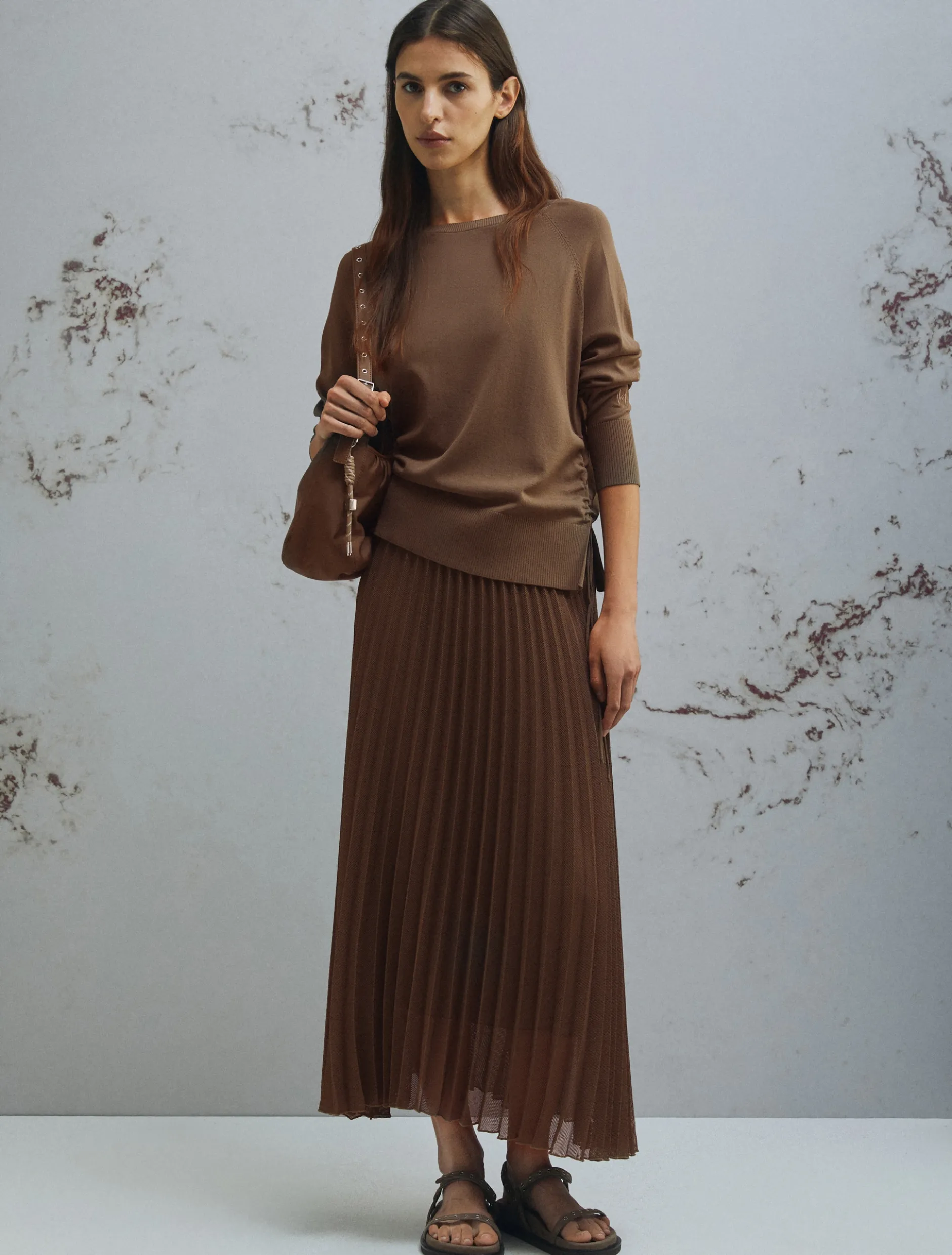 Maglia con coulisse - MARRONE
