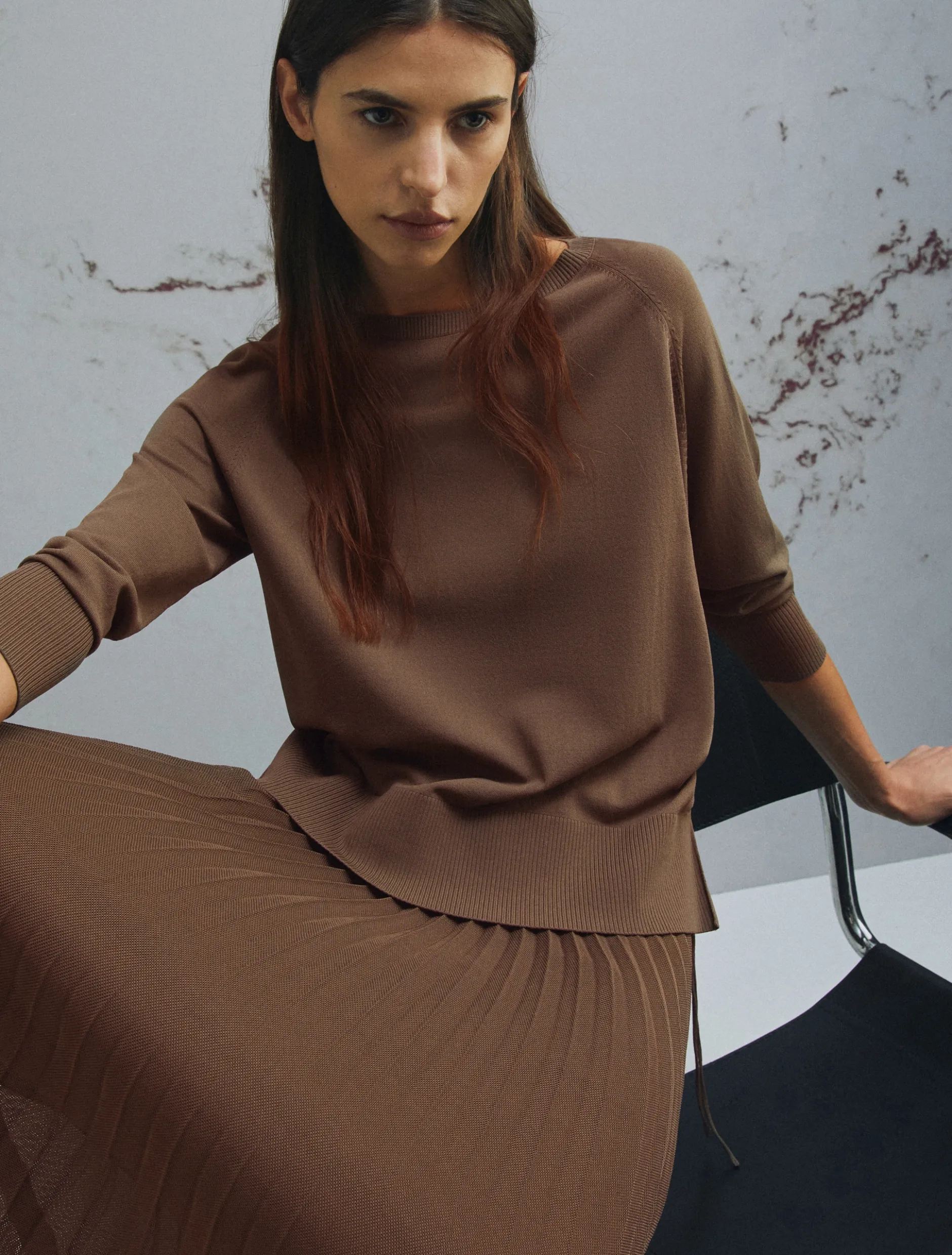 Maglia con coulisse - MARRONE