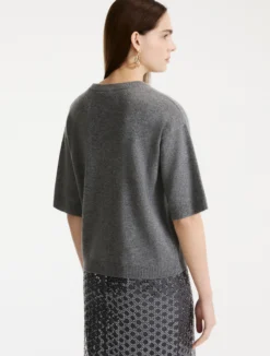 Maglia con manica al gomito in cashmere e lana - GRIGIO MEDIO