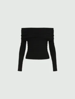 Maglia con scollo ad anello in viscosa - NERO