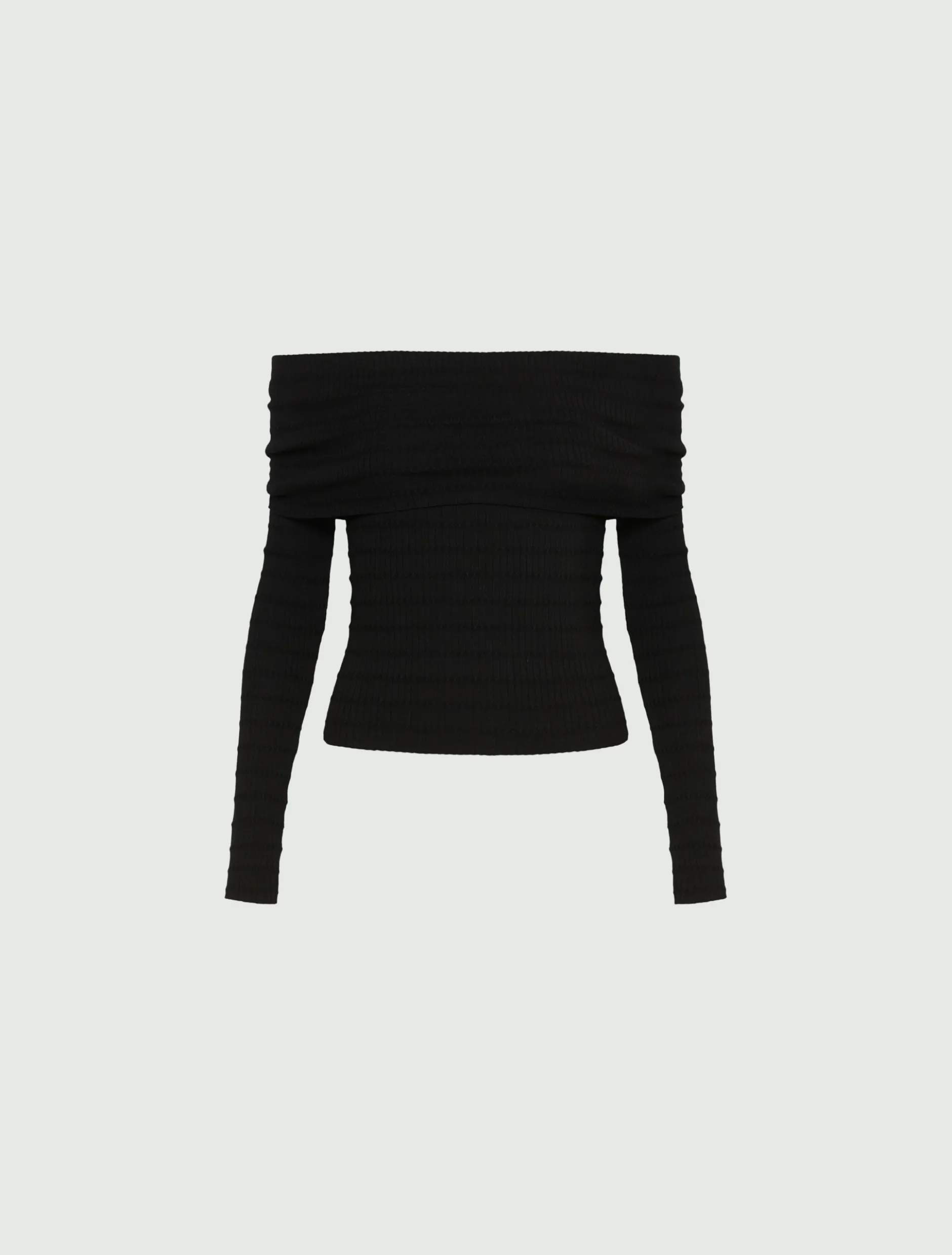 Maglia con scollo ad anello in viscosa - NERO