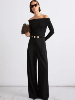 Maglia con scollo ad anello in viscosa - NERO