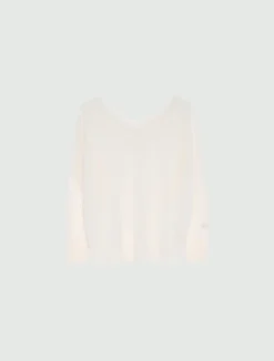 Maglia con scollo a V - BIANCO LANA