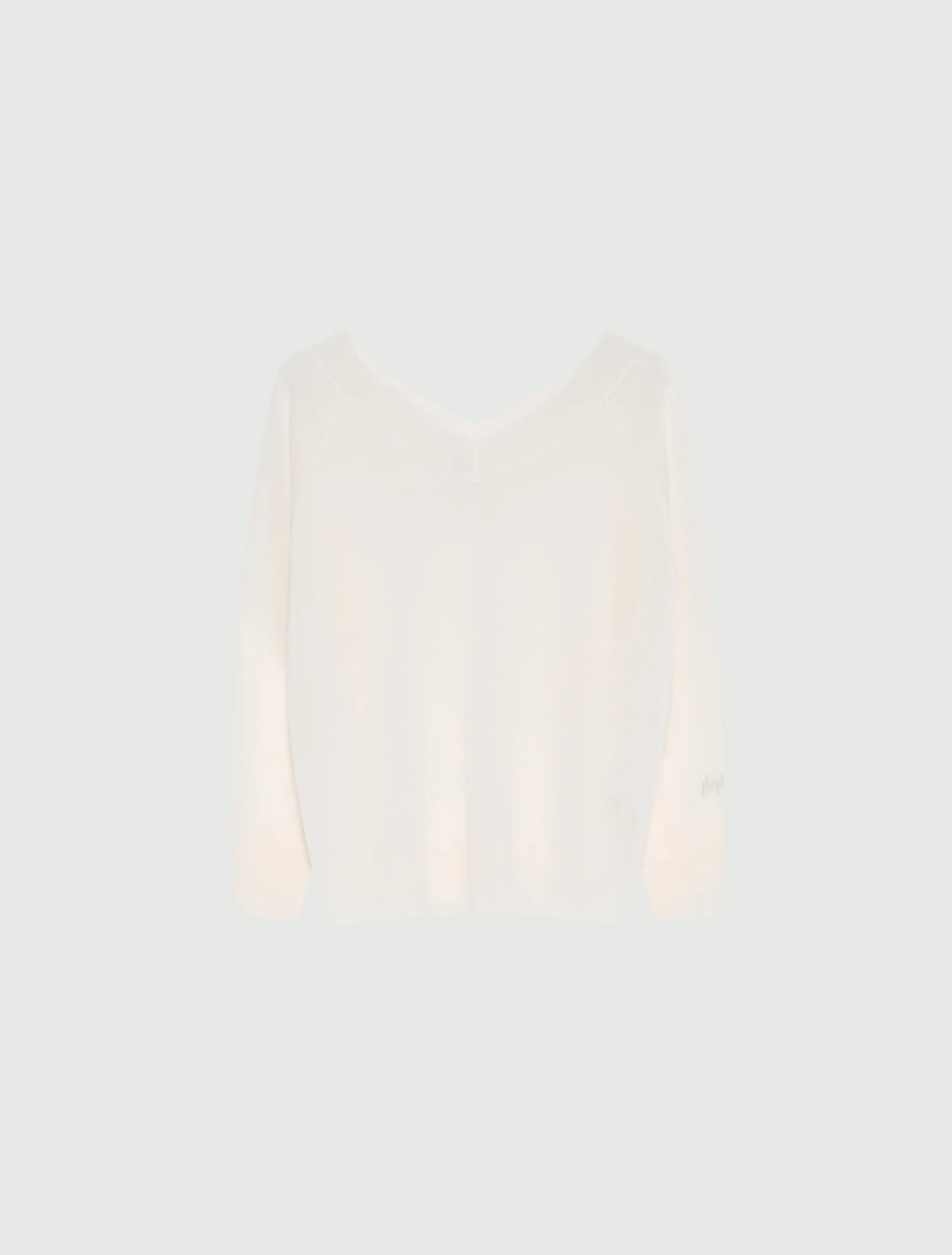 Maglia con scollo a V - BIANCO LANA