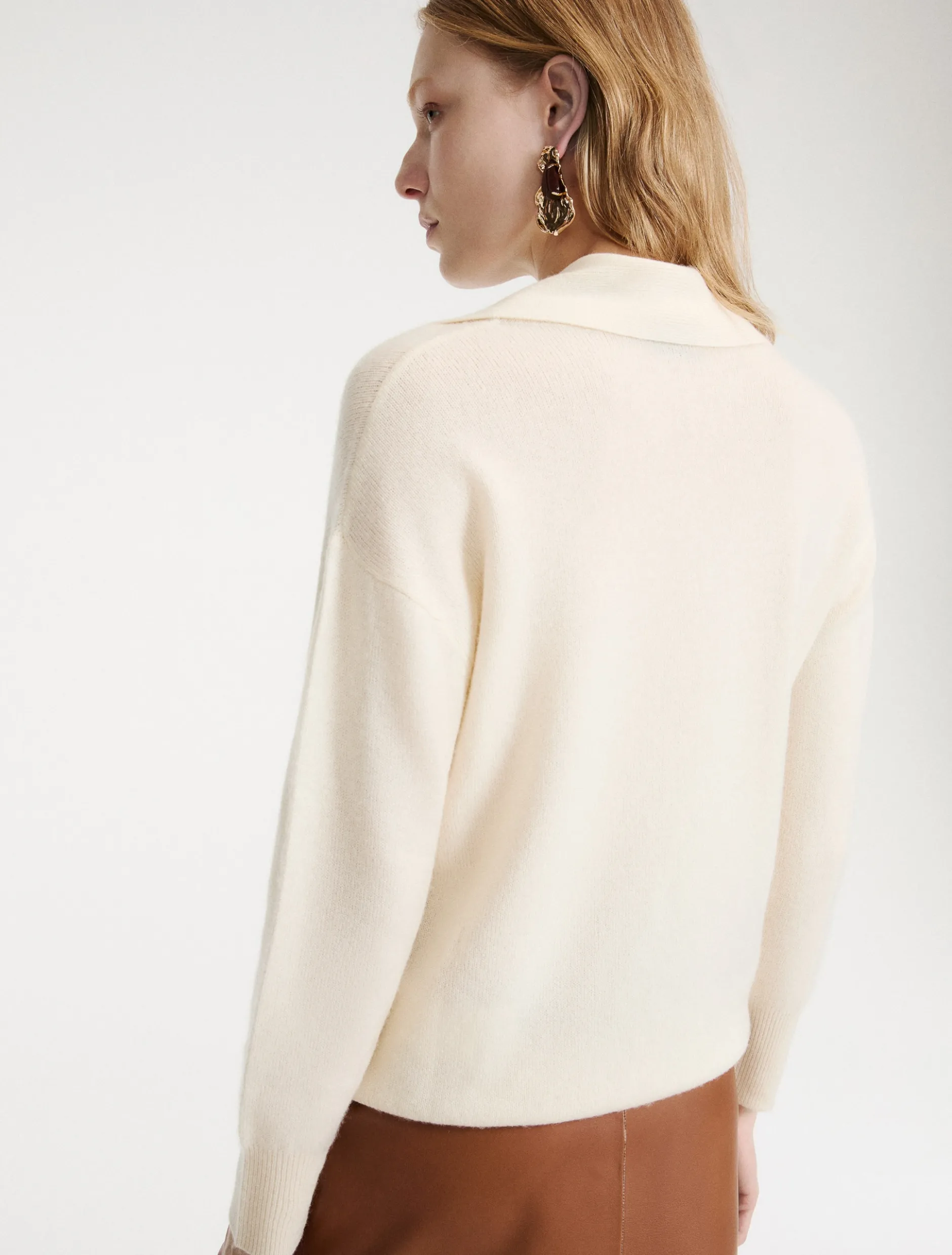 Maglia girocollo in cashmere e lana - PANNA