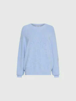 Maglia girocollo in misto viscosa - AZZURRO
