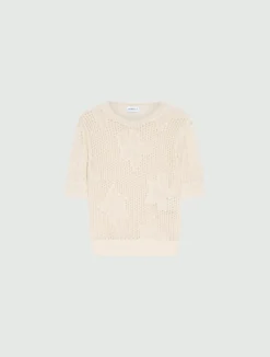 Maglia girocollo in punto rete - BIANCO