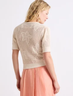Maglia girocollo in punto rete - BIANCO