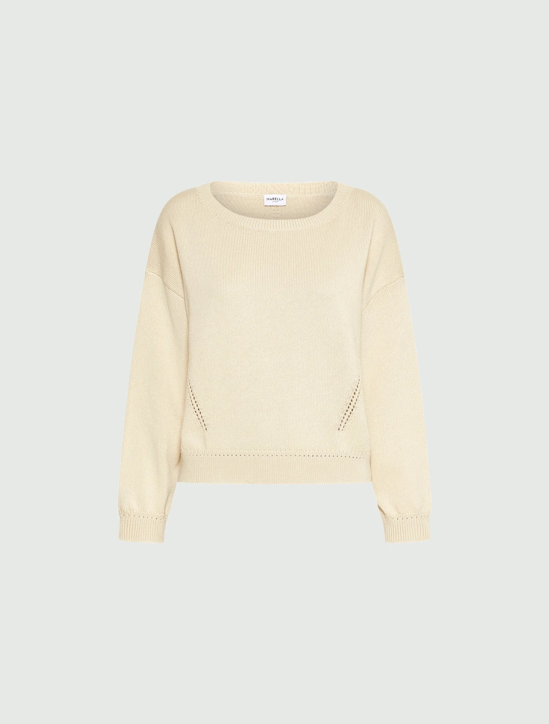 Maglia in cotone con scollo a barchetta - BIANCO LANA