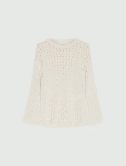 Maglia in cotone con traforature - BIANCO LANA