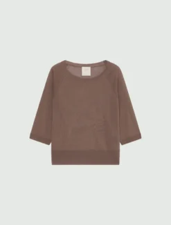 Maglia in viscosa aspetto tulle - MARRONE