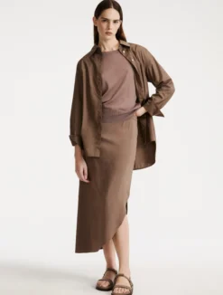 Maglia in viscosa aspetto tulle - MARRONE