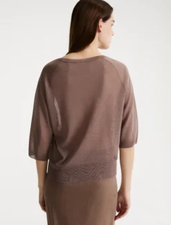 Maglia in viscosa aspetto tulle - MARRONE