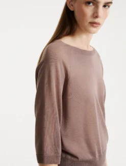 Maglia in viscosa aspetto tulle - MARRONE