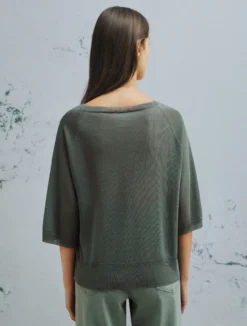 Maglia in viscosa aspetto tulle - VERDE