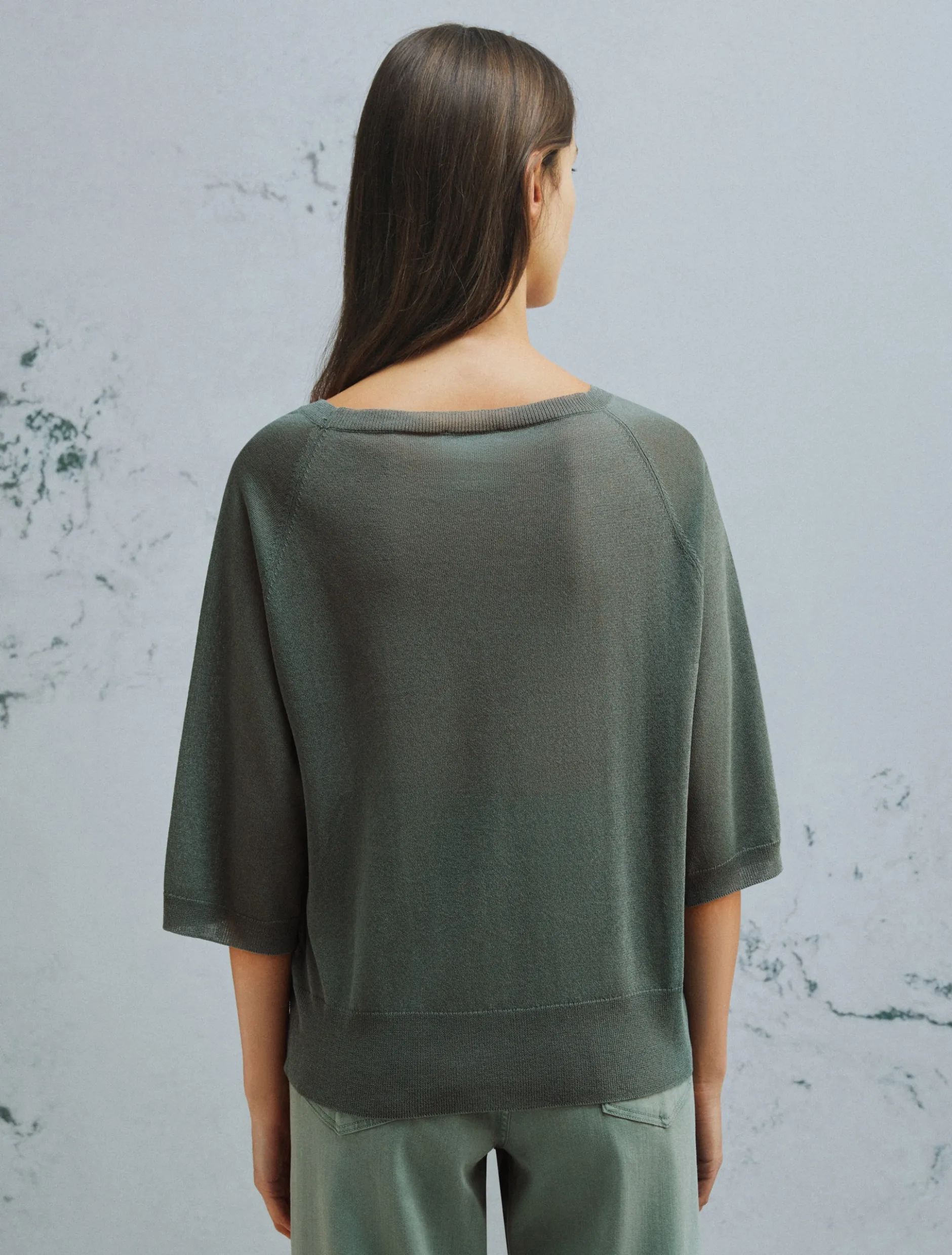 Maglia in viscosa aspetto tulle - VERDE